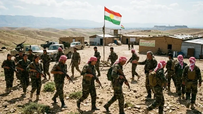 Iranian Kurdish fighters training in a camp near Erbil for a potential Iranian Kurdish groups ground operation.