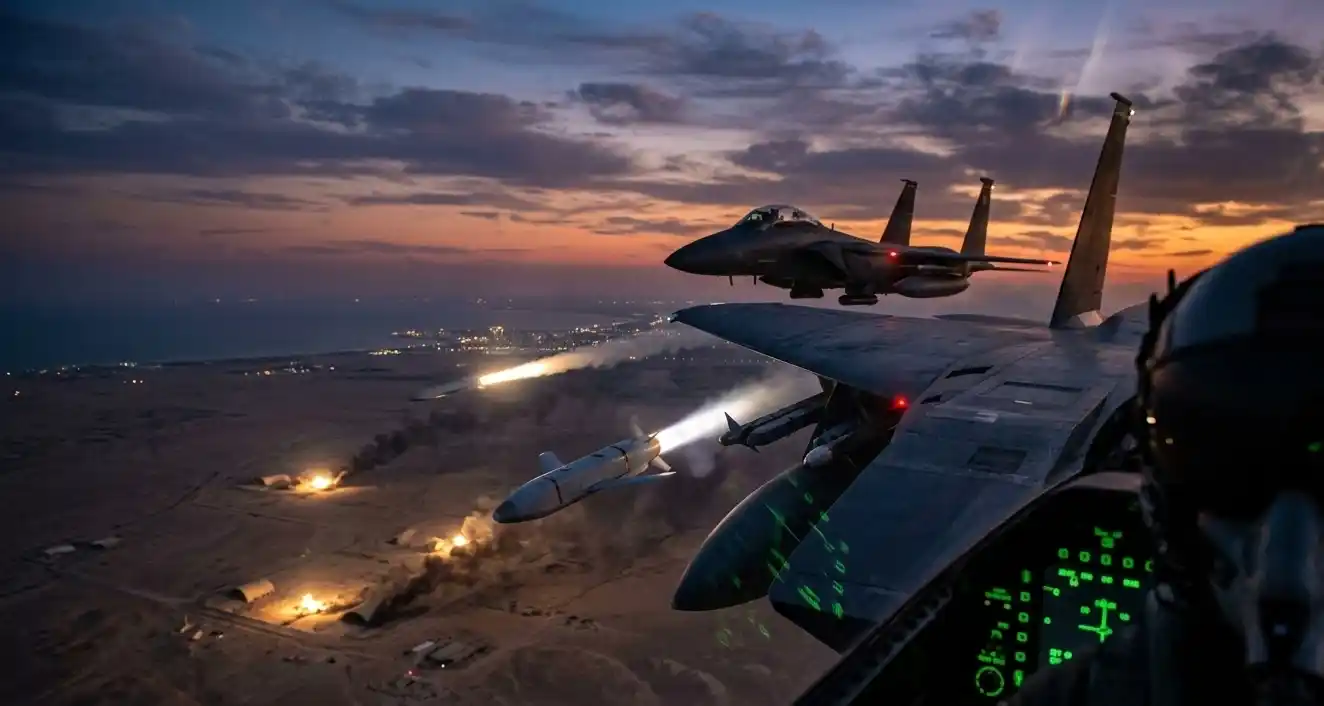 US military aircraft launching precision strikes to ensure US strikes weaken Iran military capabilities during the 2026 Middle East conflict.