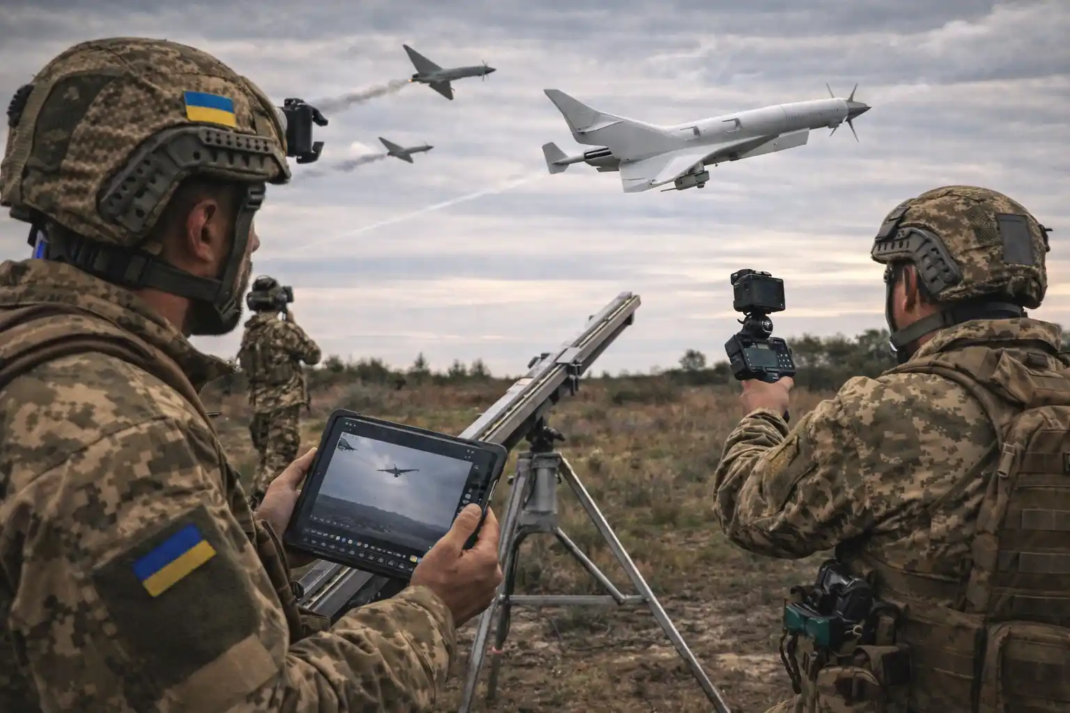 Ukrainian military testing interceptor drones as part of drone defense Ukraine strategies against Iranian Shahed attack drones.